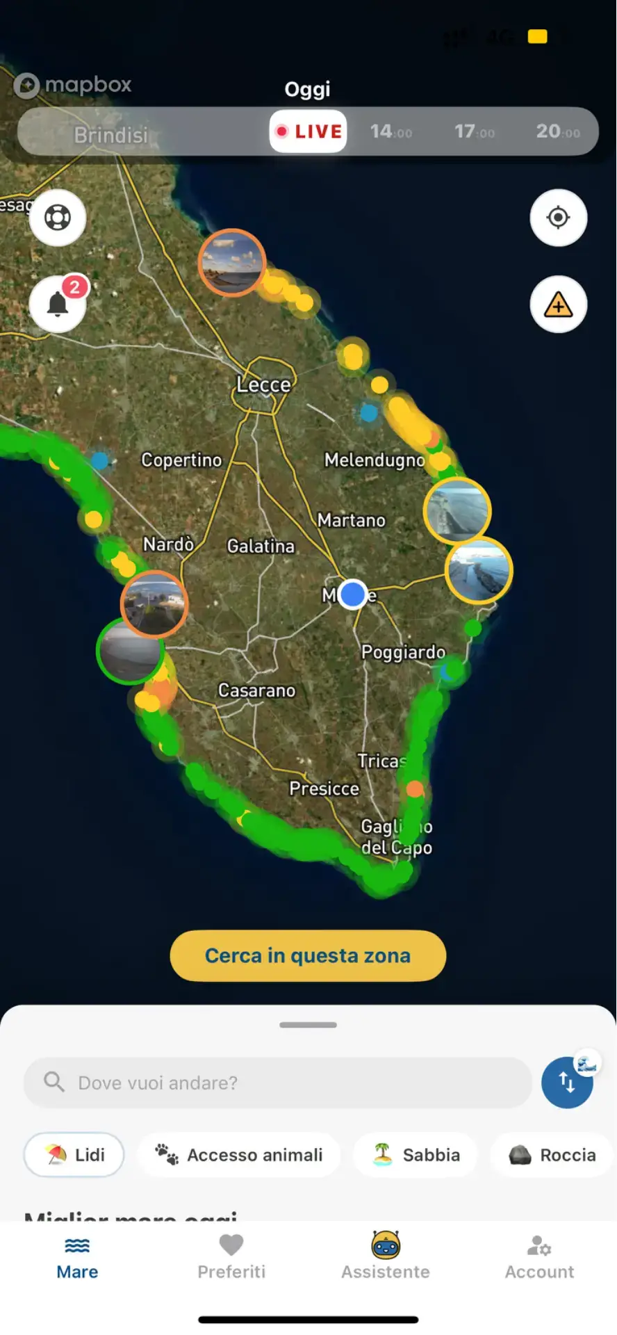 Mappa delle previsioni marine in PuntoMare